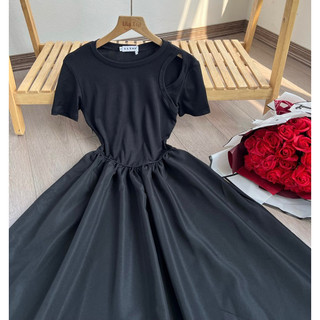 Váy maxi hở vai chân váy 2 lớp