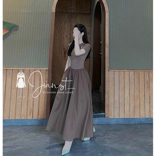 Váy maxi hở vai chân váy 2 lớp