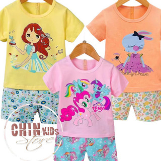 [25kg-37kg] Bộ quần áo trẻ em cotton co giãn 4 chiều mỏng mát cộc tay cao cấp cho bé gái, bộ đồ size đại cho bé lớn