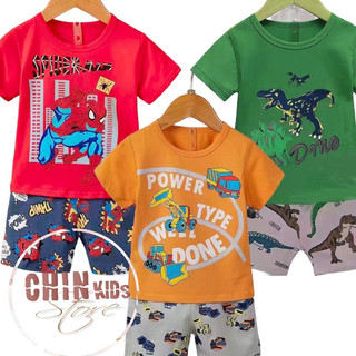 [25kg-37kg] Bộ quần áo cho bé trai cotton cao cấp co giãn mỏng mát, bộ đồ size đại cộc tay mùa hè cho bé lớn ô tô