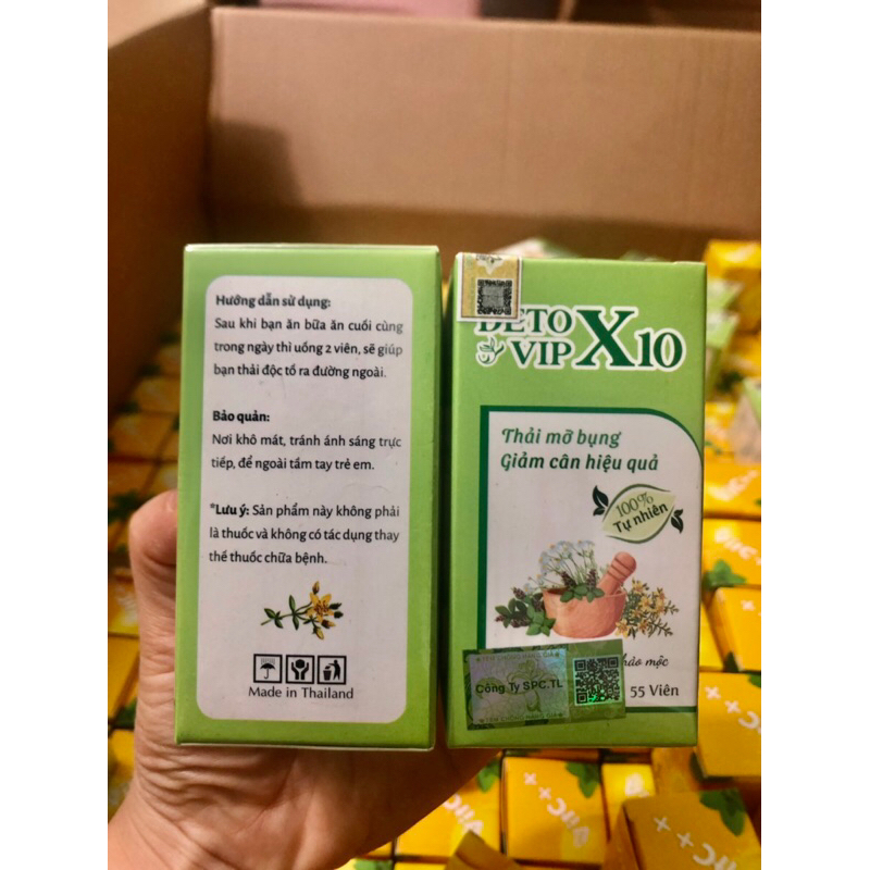 Detox x10 chính hãng Thái Lan, giãm mỡ bụng hiệu quả, 1 hộp 55 viên