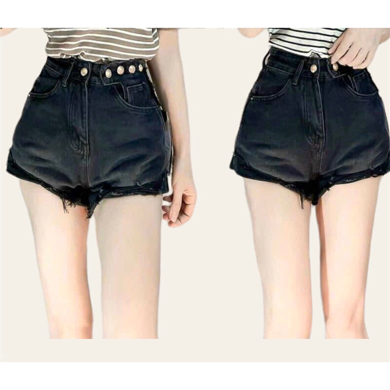 (Hình thật sản phẩm ) Quần short jeans lưng cao nút đồng rách lai cá tính Hm2tboutique