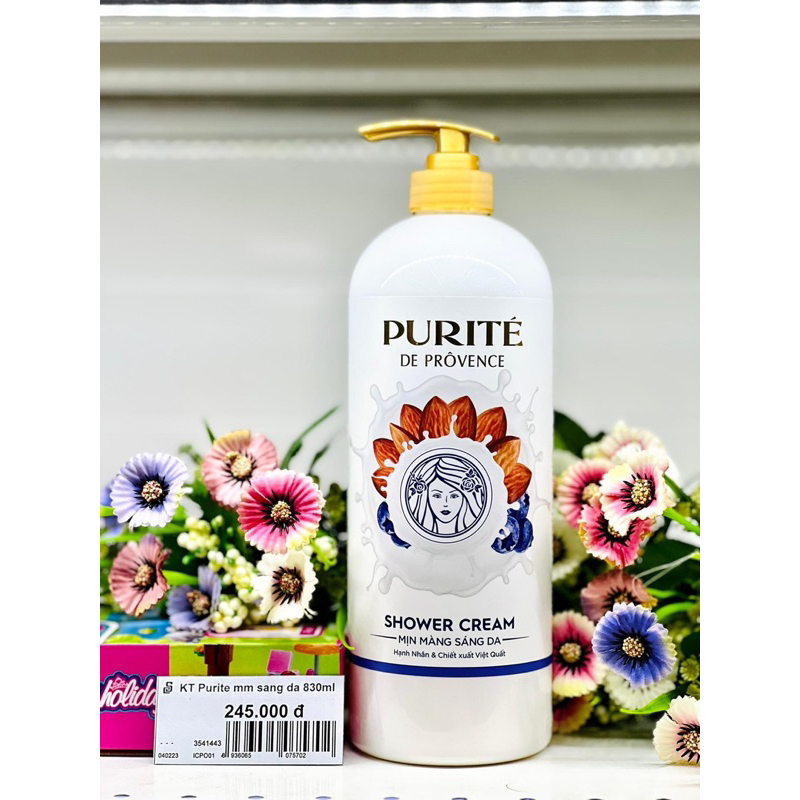 Sữa Tắm Purite Dưỡng Ẩm Tinh Chất Sữa Ong Chúa Chery Blossom/ Rose 850ml