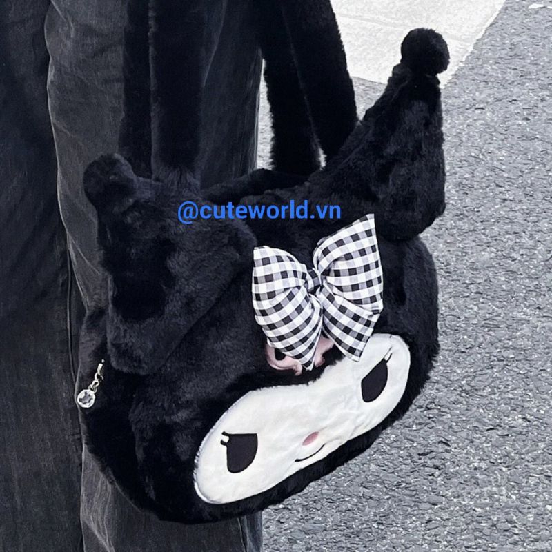 Túi Đeo Vai Túi Xách Kuromi Đáng Yêu Lông Nhung