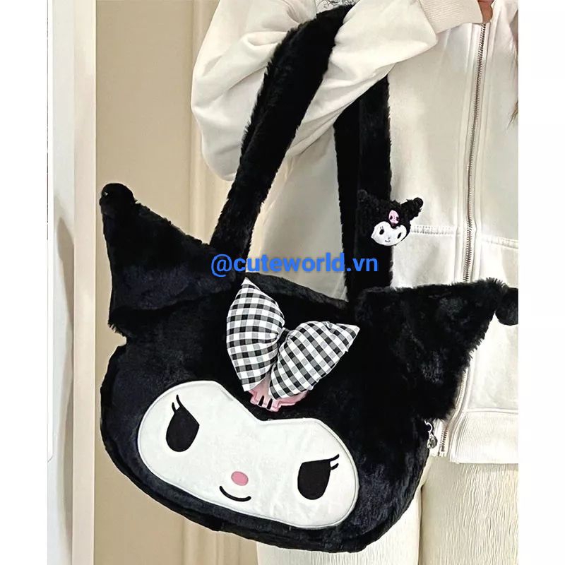 Túi Đeo Vai Túi Xách Kuromi Đáng Yêu Lông Nhung
