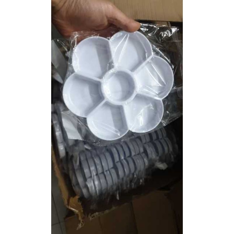 Khay pha màu giả sứ hình hoa đào cho bé học vẽ