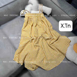 Đầm maxi 2 dây bính caro