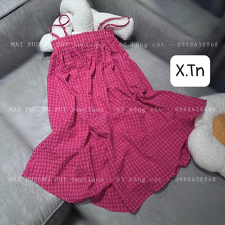Đầm maxi 2 dây bính caro