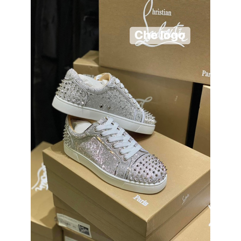 ⚡️[Hight Quality] - Sneaker L,bt Bạc Nhũ - Giày L,bt Đính Hạt Cườm Gót Đinh Full Box Hàng Loại 1 Quảng Châu