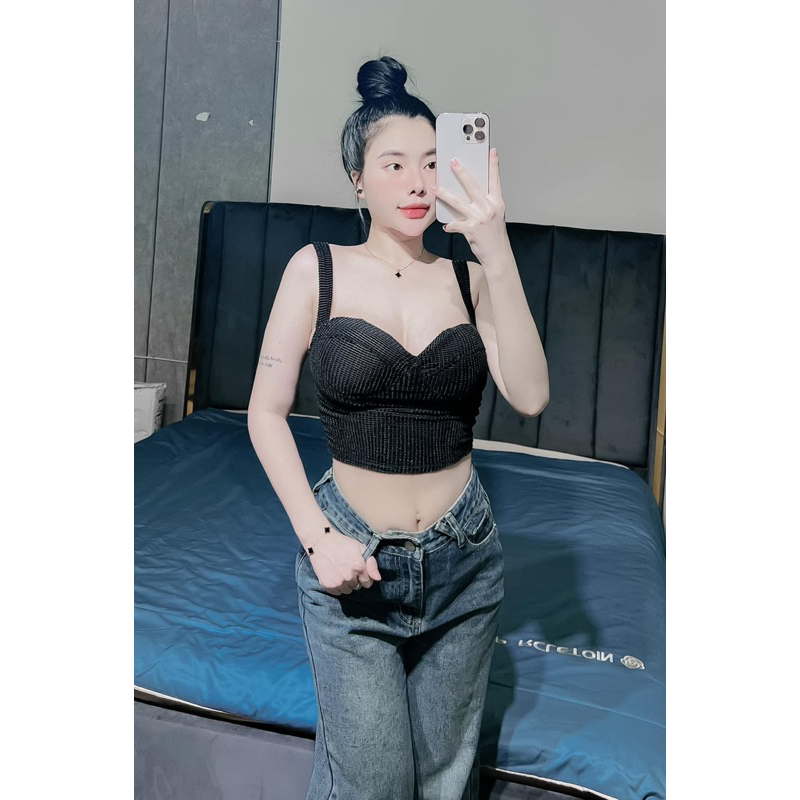 Áo Dây Bản Cúp Mút Khuôn Ngực Chất Gấm Nhung