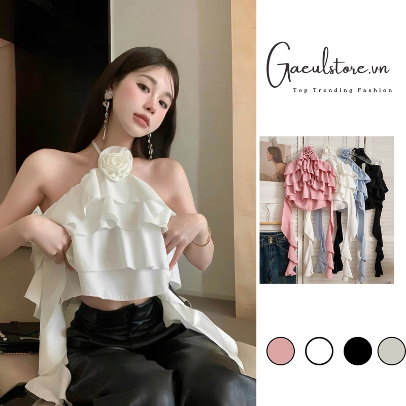 Gaeul store- yếm lụa tầng mix hoa hot hit