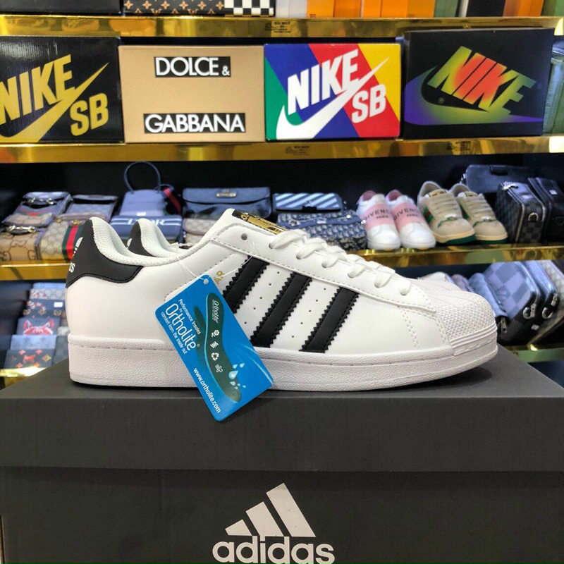 Giày Thể Thao Adidas Superstar Màu Trắng Sọc Đen, Giày Sneaker Mũi Sò Hàng S.Cấp