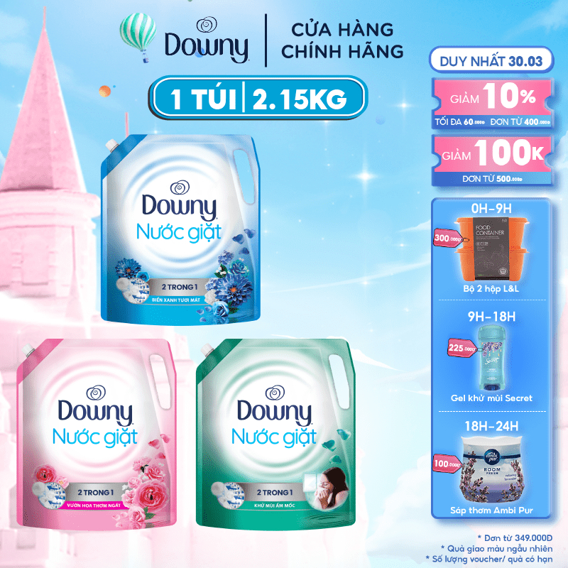 Nước giặt Downy Matic túi 2kg/2,15kg (MỚI):VƯỜN HOA THƠM NGÁT