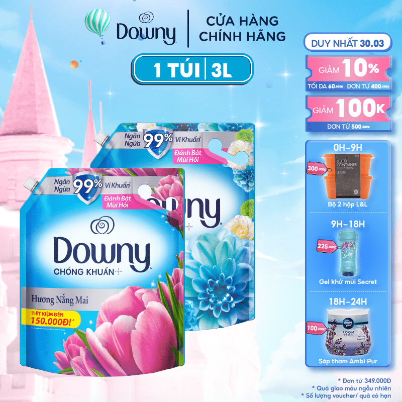 Nước Xả Vải Downy Nhiều Mùi Hương Túi 3L