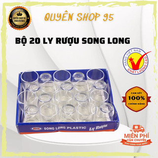 Bộ 20 ly uống rượu song long 2520 nhựa bên gps, bộ ly mắt trâu uống rượu song long , bộ ly uống rượu song long