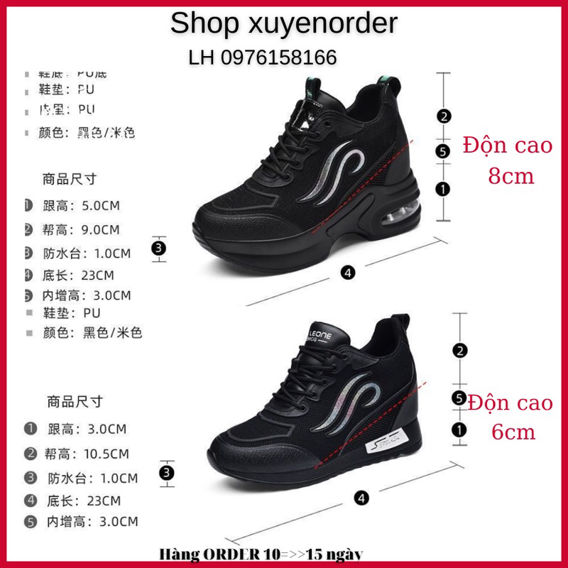Giầy thể thao nữ đế độn nâng chiều cao 8cm rất nhẹ và êm hàng nhập chuẩn Quảng Châu cao cấp kèm ảnh thật