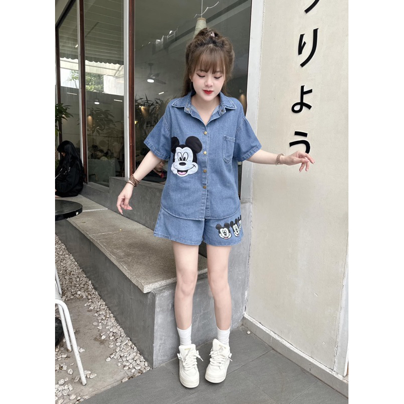 Set bò mêm phối micky hàng dày dặn form thoải mái ạ 🤫 2 màu đậm nhạt