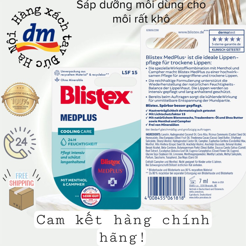 SON DƯỠNG  BLISTEX LIP MEDPLUS (MEDEX) hàng đức dùng cho môi khô