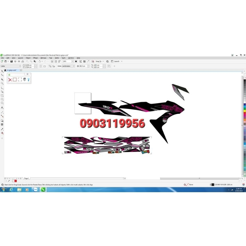 Tem rời sonic 150 đen hồng