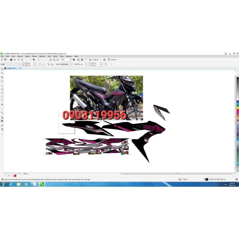 Tem rời sonic 150 đen hồng