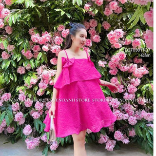 Đầm đũi 2 dây dáng suông phối nơ cực xinh!