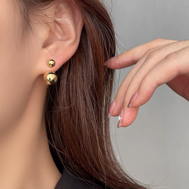 Bông tai bi ánh kim móc sau