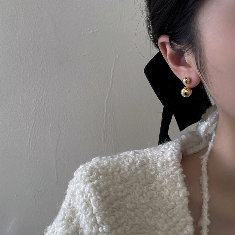 Bông tai bi ánh kim móc sau