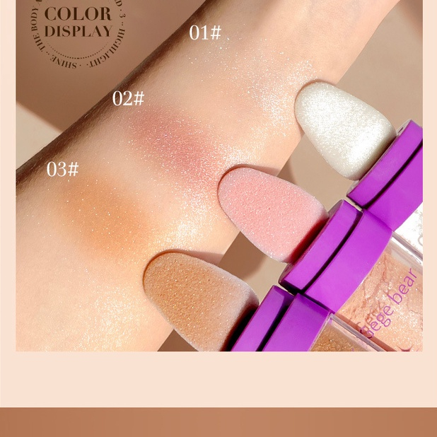 Phấn Bắt Sáng Nhũ Highlight GEGE BEAR Trang Điểm Nổi Bật Có Độ Bóng Cao Tăng Hiệu Ứng Ba Chiều Tự Nhiên Dạng Thỏi