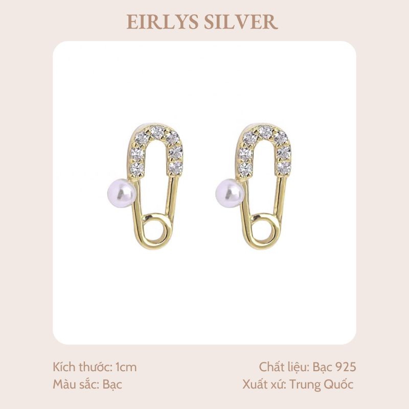 Khuyên tai hình ghim kẹp nhỏ chất liệu bạc S925 mạ vàng 24K