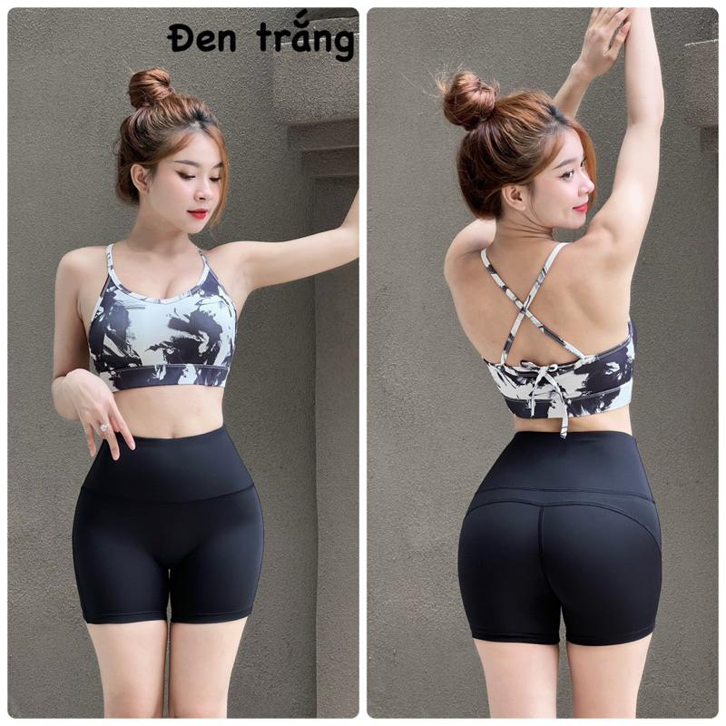 Áo bra Hoạ Tiết chéo lưng tập gym yoga chạy bộ