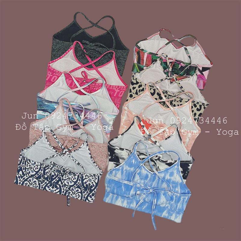 Áo bra Hoạ Tiết chéo lưng tập gym yoga chạy bộ