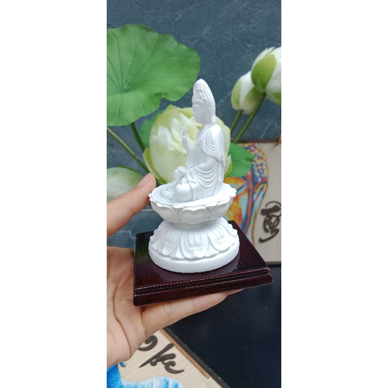 Tượng Mẹ Quan Âm Bồ Tát Trắng Tinh Khôi Cao 10cm