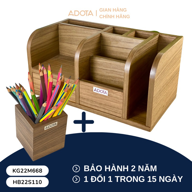 Kệ gỗ để bàn và Hộp cắm bút đơn ADOTA cao cấp, siêu bền. Tối ưu không gian làm việc và học tập.