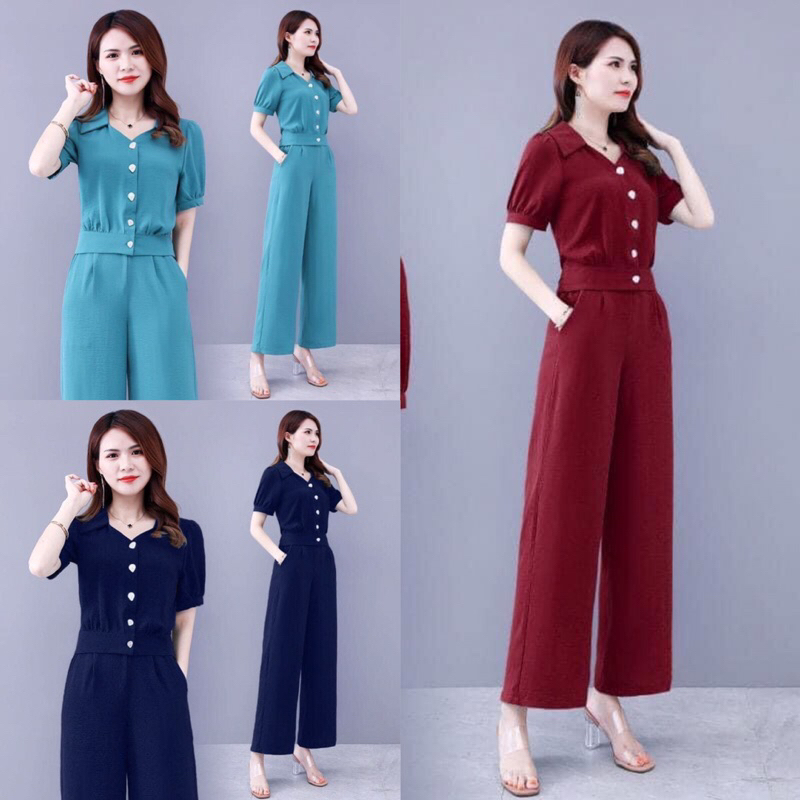 Bộ đồ trung niên mặc nhà dạo phố chất liệu đũi mát mẻ trong mùa hè