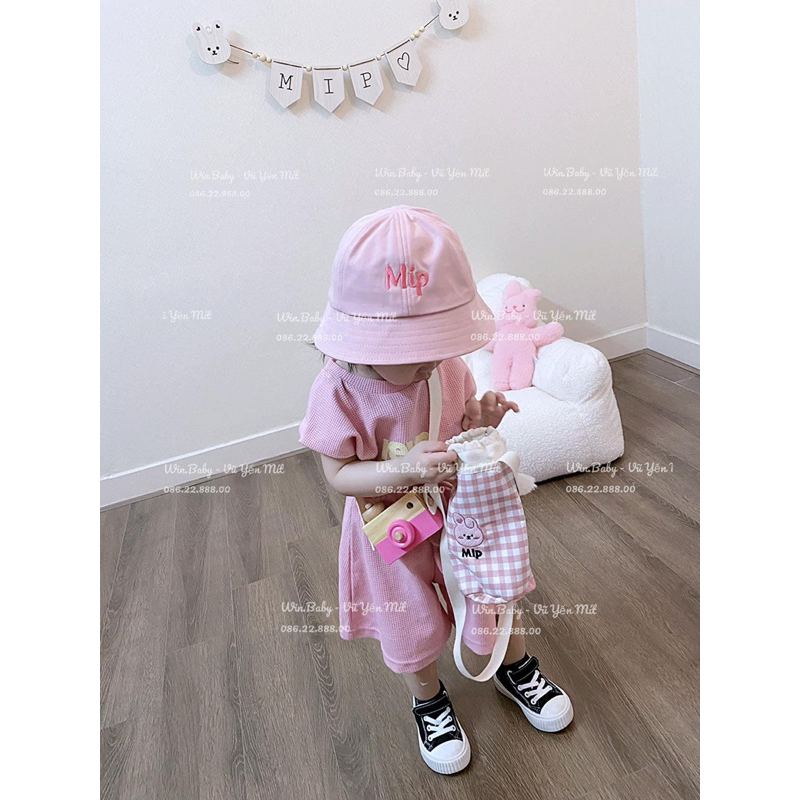 Mũ bucket tai bèo THÊU Tên độc quyền cho bé và mẹ