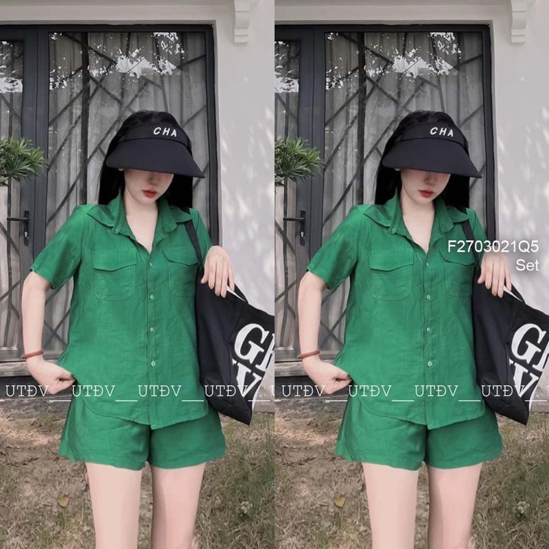 Set bộ đũi áo sơ mi tay ngắn túi hộp phối quần short cá tính VIENS STORE
