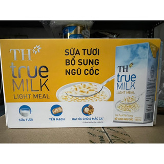 Lốc 4 hộp sữa th true milk light meal bổ sung ngũ cốc 180ml