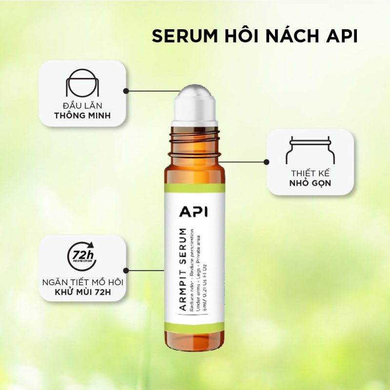 Son nách API, Serum hôi nách API, lăn khử mùi hôi nách hiệu quả 72h dưỡng trắng giảm nách 10ml