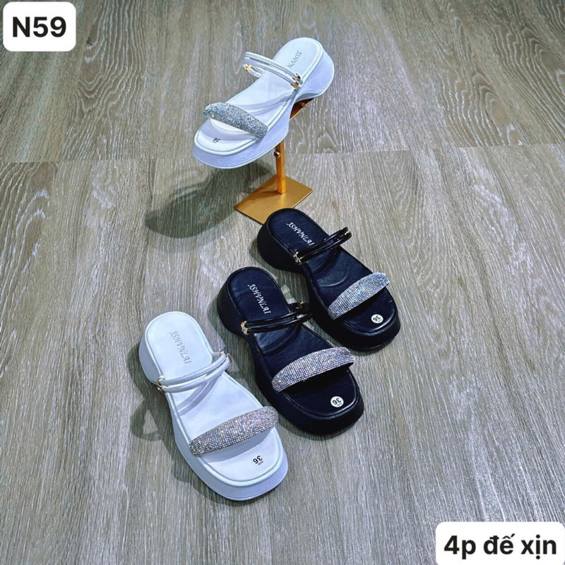 Dép Quai hậu nữ đính đá quai ngang to hai mà đen,trắng hàng loại 1