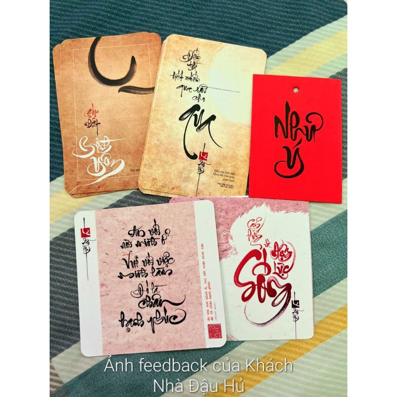 Bộ bài thư pháp CẢM HỨNG VÀ ĐỘNG LỰC SỐNG | Bộ 74 thẻ | 7.4cm x 7.4cm | Lá duyên