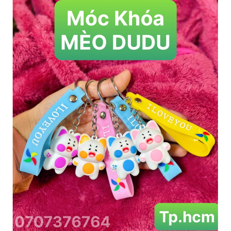Móc Khoá Hình MÈO DUDU Dễ Thương - Nhựa Dẻo Xịn - Treo Cặp - Treo Balô - Xinh Xắn