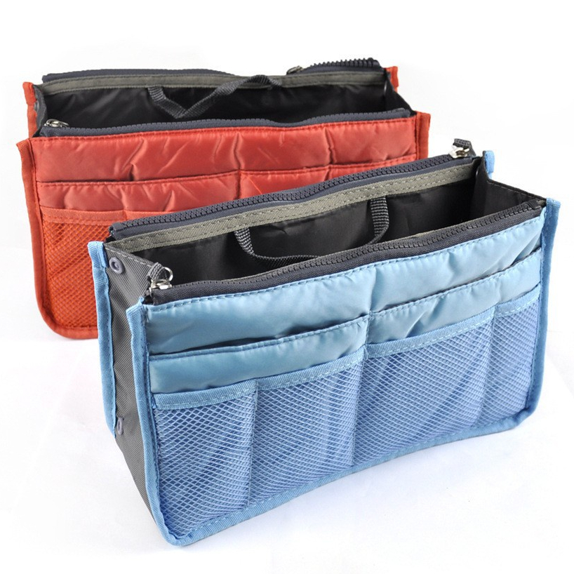 Túi 13 ngăn khóa kéo gấp gọn giỏ xách đựng mỹ phẩm du lịch đồ dùng cá nhân cọ trang điểm sách vở tai nghe sạc điện thoại