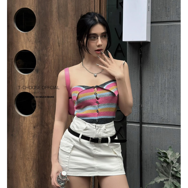 Áo ống len cầu vòng HOT