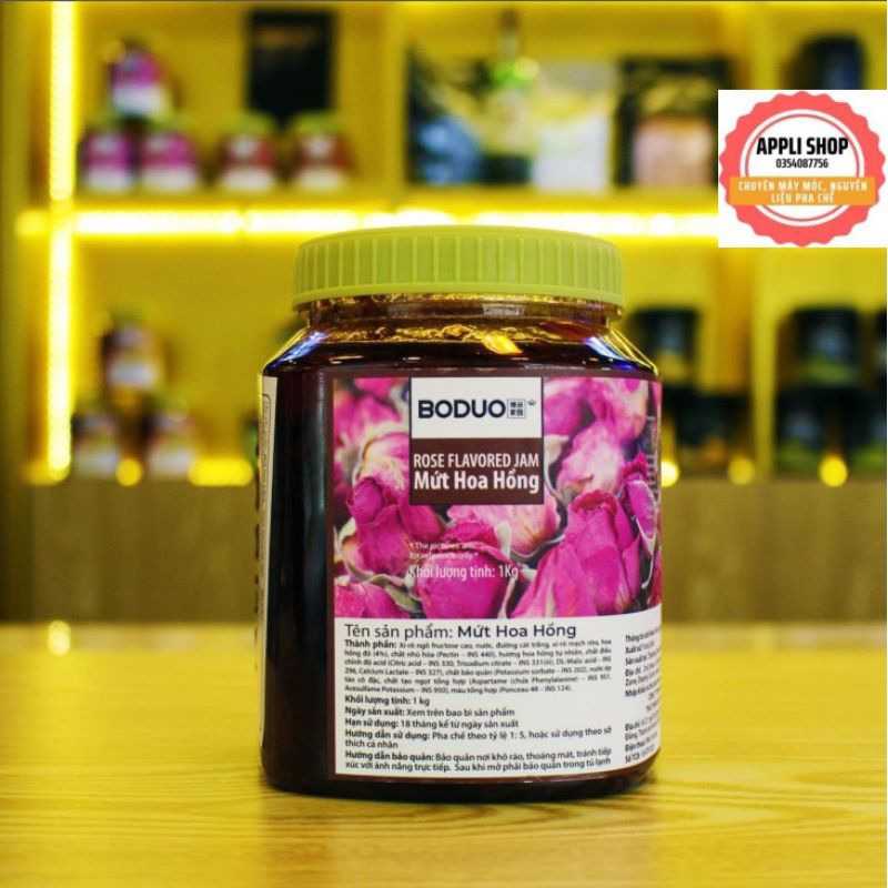 Mứt Hoa Hồng Boduo 1kg kèm công thức pha chế.