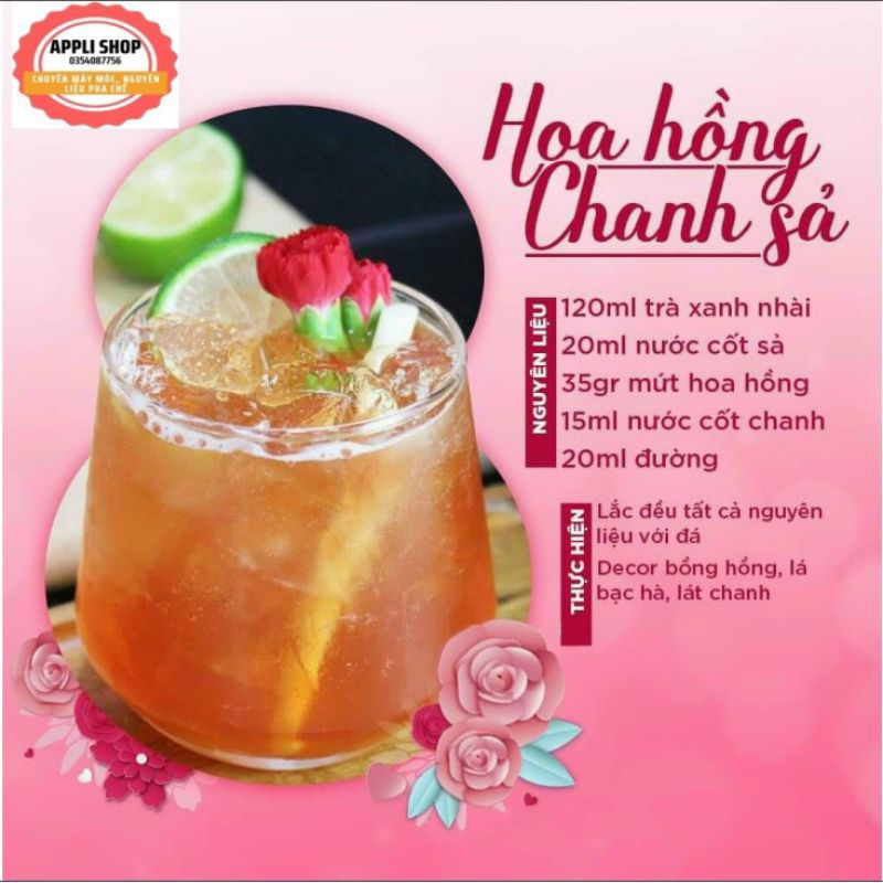 Mứt Hoa Hồng Boduo 1kg kèm công thức pha chế.