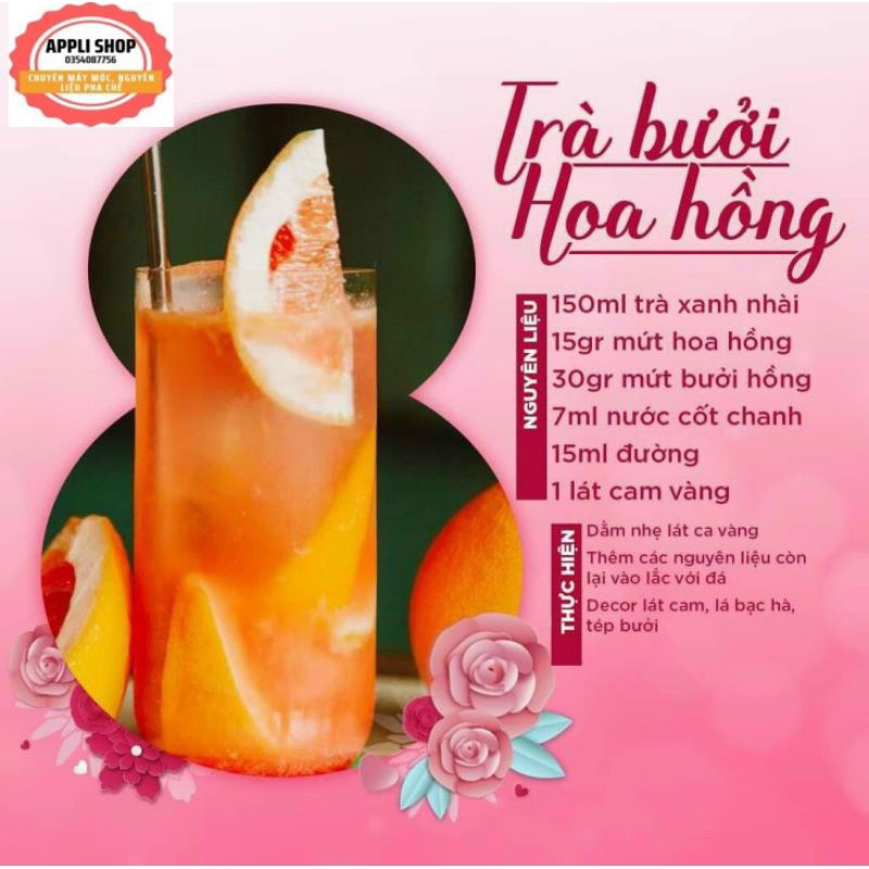 Mứt Hoa Hồng Boduo 1kg kèm công thức pha chế.