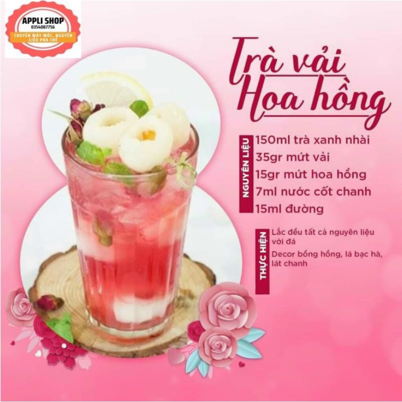 Mứt Hoa Hồng Boduo 1kg kèm công thức pha chế.