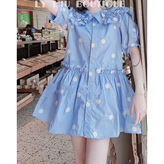 A41 Đầm Hoa Babydoll Cổ Bèo Dáng Xoè Xinh Xắn