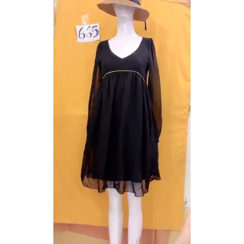 đầm đen babydoll phối viền size S -M. S665
