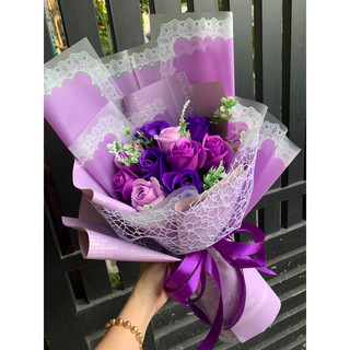 BÓ HOA SÁP 10 BÔNG PHỐI 3 TÔNG TÍM